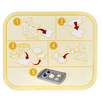 Load image into Gallery viewer, Yellow play mat showing step by step actions to make play dough cookies
