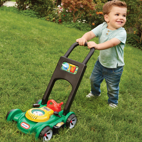 This toy mower encourages pretend play and get kids moving and mowing!