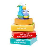 Load image into Gallery viewer, Toy figure on a stack of books with text on a white background