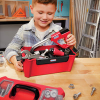 Load image into Gallery viewer, Child playing with a toy tool set on a wooden table