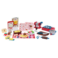 Load image into Gallery viewer, Set of toy kitchen items including a pizza-making kit on a white background
