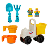 Load image into Gallery viewer, Toy construction set with dump truck, shovels, and workers on a white background