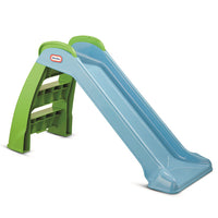 Load image into Gallery viewer, Children&#39;s slide with green top and blue slide body on a white background
