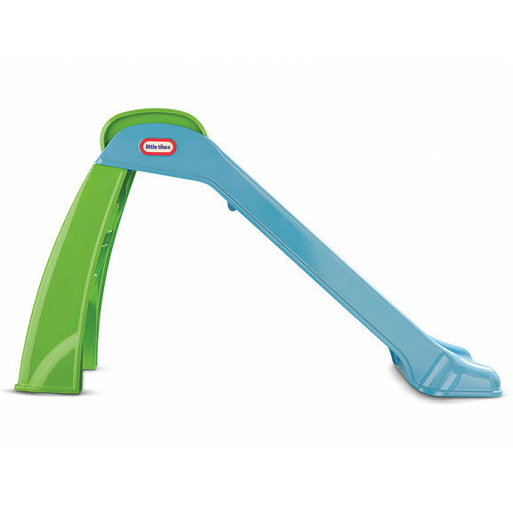 Blue and green slide with Little Tikes logo on a white background