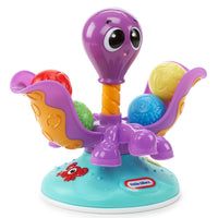 Load image into Gallery viewer, Colourful octopus shaped toy with a purple top and various balls on a white background
