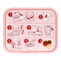 Load image into Gallery viewer, Illustrated tray with step-by-step instructions for food preparation on a white background
