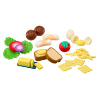 Load image into Gallery viewer, Set of toy food items including bread, cheese, vegetables, and meat on a white background
