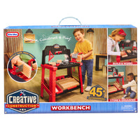 Load image into Gallery viewer, Box of Little Tikes Creative Construction Workbench with images of children playing and product details.
