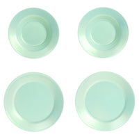 Load image into Gallery viewer, Four round light mint green plates arranged in a 2x2 grid on a plain white background.
